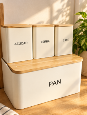 Latas organizadoras azúcar, yerba, cafe y pan