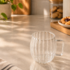 Taza doble vidrio facetado con asa de 250ml