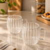 Taza doble vidrio facetado con asa de 250ml