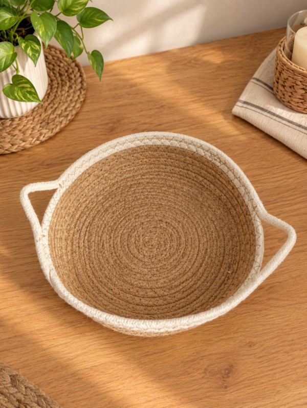 Cesta tejida con hilo